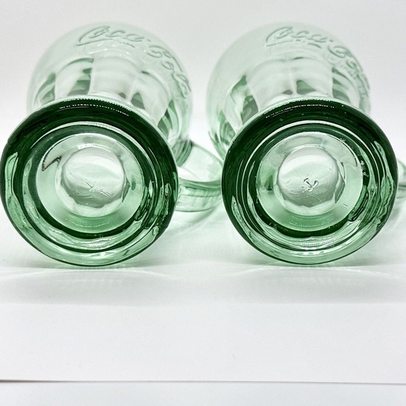 Set Of 2 Vintage Green Coca-Cola Glasses With Handle Mugs 14 oz Heavy - Picture 7 of 10